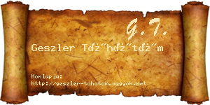 Geszler Töhötöm névjegykártya
